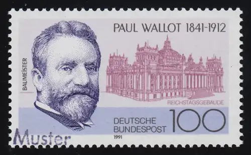 1536  Architekt Paul Wallot - Reichstagsgebäude Berlin, Muster-Aufdruck
