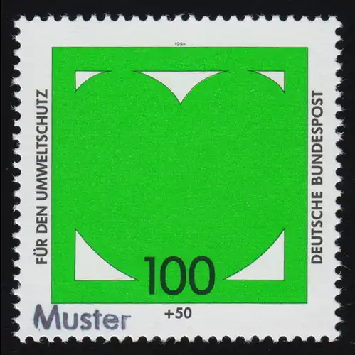1737 Umweltschutz: Grünes Herz, Muster-Aufdruck