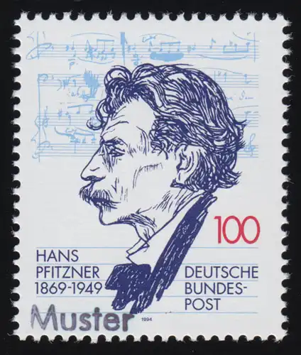 1736 Komponist Hans Pfitzner, Muster-Aufdruck