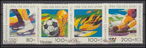 1717-1720 Sporthilfe: Olympia Fußball-WM IOC, Satz mit Muster-Aufdruck
