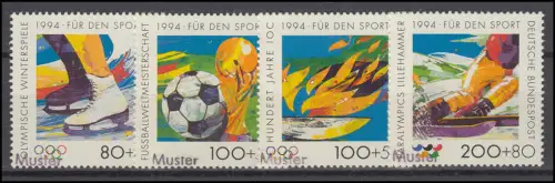 1717-1720 Sporthilfe: Olympia Fußball-WM IOC, Satz mit Muster-Aufdruck