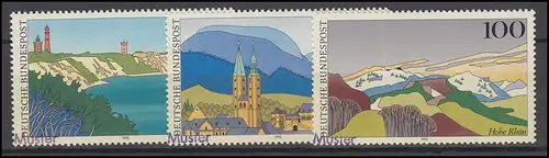 1684-1686 Bilder aus Deutschland: Rügen Harz Röhn, Satz mit Muster-Aufdruck