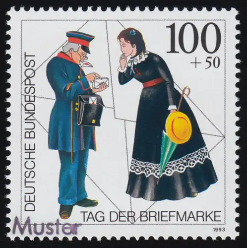 1692 Tag der Briefmarke: Postbote bei der Briefzustellung, Muster-Aufdruck