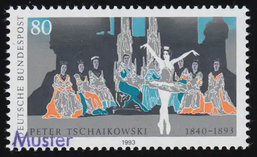 1702 Komponist Tschaikowski: Ballett Schwanensee, Muster-Aufdruck