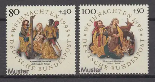 1707-1708 Weihnachen, 2 Werte, Satz mit Muster-Aufdruck