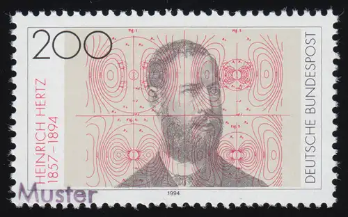 1710 Physiker Heinrich Hertz, Muster-Aufdruck