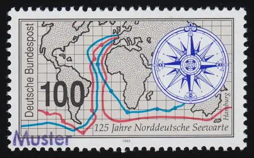 1647 Norddeutsche Seewarte Hamburg, Muster-Aufdruck