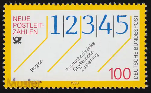1659 Nouveaux codes postaux, impression modèle.