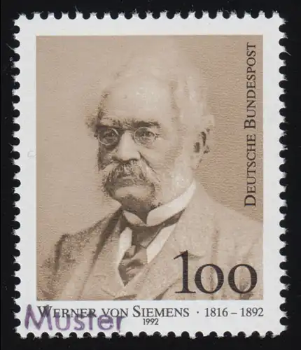 1642 Erfinder und Industrieller Werner von Siemens, Muster-Aufdruck