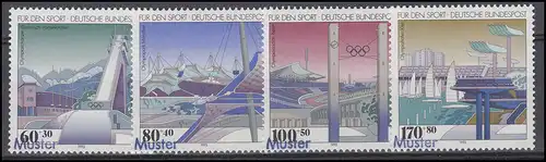 1650-1653 Olympische Sportstätten in Deutschland, Satz mit Muster-Aufdruck