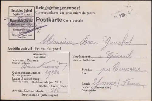 Poste de prisonniers de guerre Stalag VI F Bocholt en France