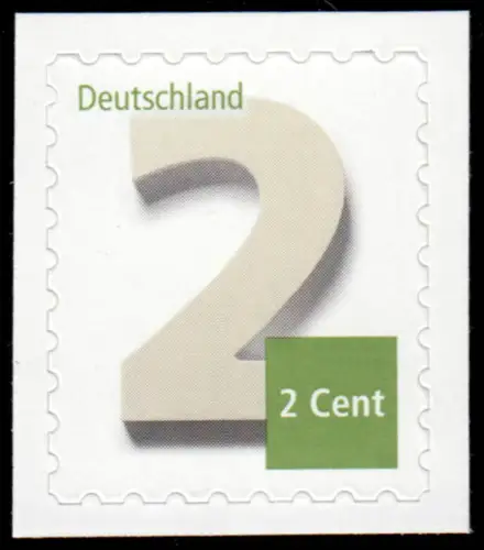 3045I Ergänzungsmarke 2 Cent, SELBSTKLEBEND mit SAD (dunkel), **