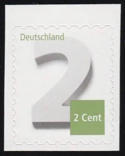 3045II Ergänzungsmarke 2 Cent, SELBSTKLEBEND ohne SAD (hell), **