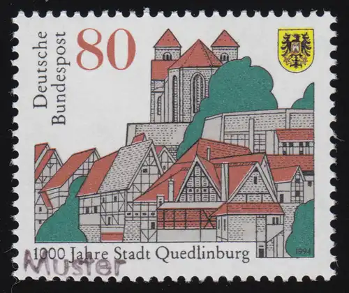 1765 Jubiläum 1000 Jahre Stadt Quedlinburg, Muster-Aufdruck