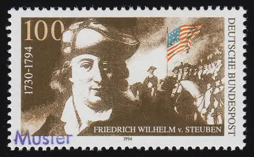 1766 General Friedrich Wilhelm von Steuben , Muster-Aufdruck