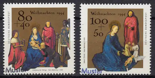 1770-1771 Weihnachten: Gemälde von Hans Memling, Satz mit Muster-Aufdruck