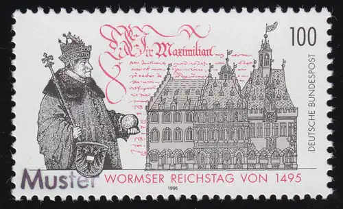 1773 Jahrestag der Einberufung des Wormser Reichstages, Muster-Aufdruck