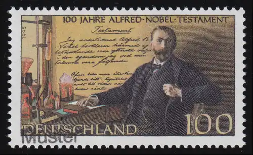1828 Alfred-Nobel-Testament: 100 Jahre Nobelpreis, Muster-Aufdruck