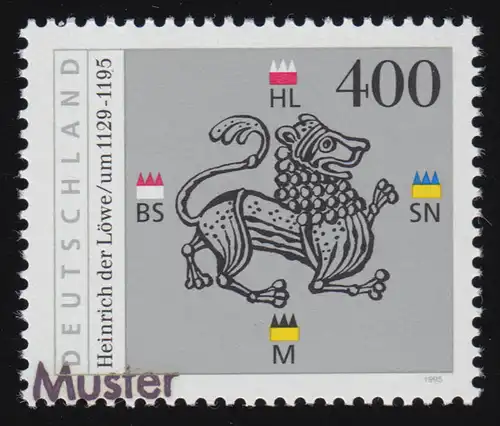 1805 Heinreich der Löwe - Herzog von Bayern und Sachsen, Muster-Aufdruck