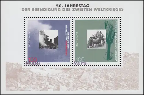 Block 31 Jahrestag der Beendigung des Zweiten Weltkrieges, Muster-Aufdruck