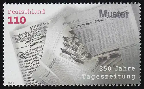 2123 Jubiläum 350 Jahre Tageszeitungen, Muster-Aufdruck
