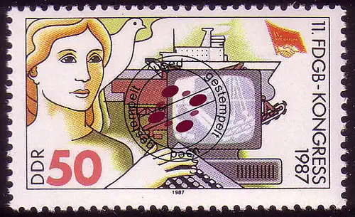 3087 FDGB 50 Pf 1987 Technologie O Tamponné