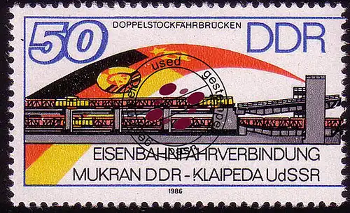 3052 Eisenbahnfährverbindung Doppelstockfährbrücken O gestempelt