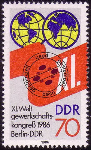 3049 Weltgewerkschaftskongress, gestempelt O