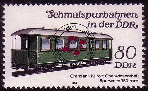 2867 Schmalspurbahnen 80 Pf Personenwagen 1984 O