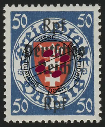727 Danzig mit Aufdruck 50 Rpf auf 50 Pf, gestempelt O