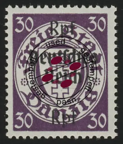 725 Danzig mit Aufdruck 30 Rpf auf 30 Pf, gestempelt O