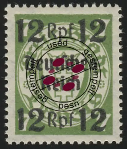 721 Danzig mit Aufdruck 12 Rpf auf 7 Pf, gestempelt O
