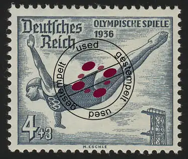 610 Olympische Sommerspiele 4+3 Pf Turmspringer, gestempelt O