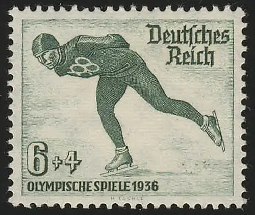 600X Olympische Winterspiele 6+4 Pf ** Eislaufen