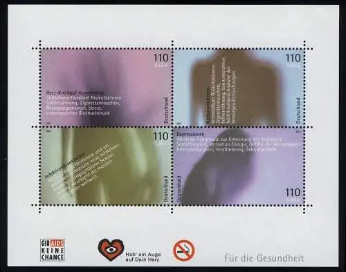 Block 54 Für die Gesundheit 2001: Set zu 10 Stück, alle postfrisch **
