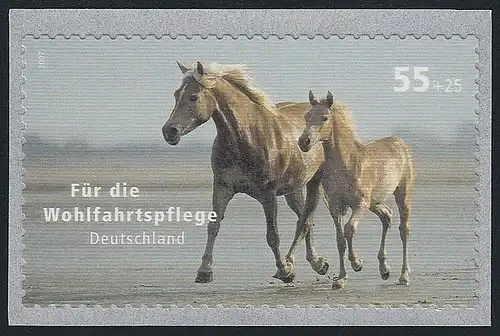 2635 Pferde SELBSTKLEBEND aus Rolle - 10 Einzelmarken, alle postfrisch ** / MNH