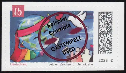 3772 Placez un signe de démocratie, autocollant, O tamponné