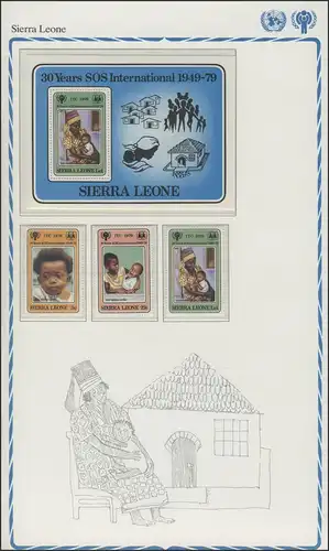 Sierra Leone: Kinderalltag - Schule & Spielen & Familie, 3 Marken und 1 Block **