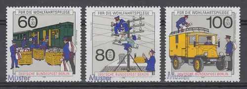 876-878 Geschichte der Post- und Telekommunikation, Satz mit MUSTER-Aufdruck