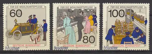 1474-1476 Histoire des postes et télécommunications, ensemble avec impression de motif