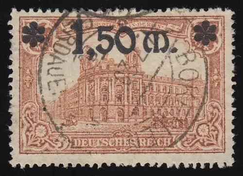 117 Deutsches Kaiserreich 1,50 auf 1 Mark, gestempelt O