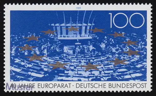 1422 Jubiläum 40 Jahre Europarat, Muster-Aufdruck