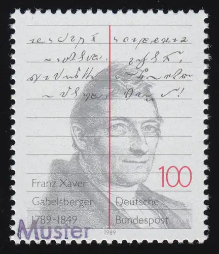 1423 Stenograph Franz Xaver Gabelsberger, Muster-Aufdruck