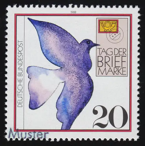 1388 Tag der Briefmarke: Brieftaube, Muster-Aufdruck