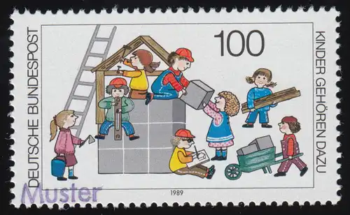 1435 enfants comprennent: Les enfants construisent une maison, modèle imprimé