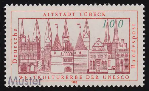1447 Patrimoine mondial de l'UNESCO: Vieille ville de Lubeck, imprimé modèle