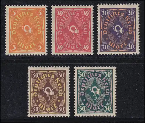 205-209 Posthorn bicolore 1922, 5 valeurs, ensemble complet ** post-fraîchissement