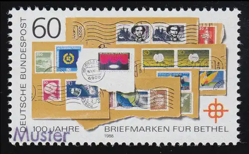 1395 Briefmarkenspendenaktion für Bethel, Muster-Aufdruck