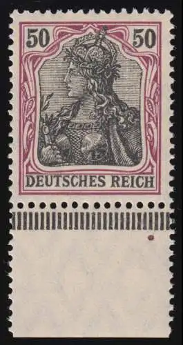 91IIy Germania 50 Pf. Kriegsdruck vom Bogenrand, ungefaltet, ** signiert