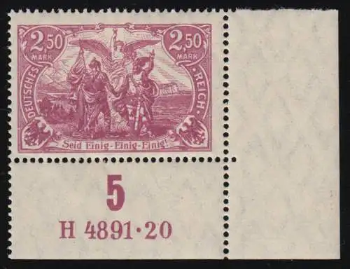 115e Freimarke 2,50 Mark als Ecke unten rechts mit HAN, postfrisch **